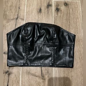 black leather tube top